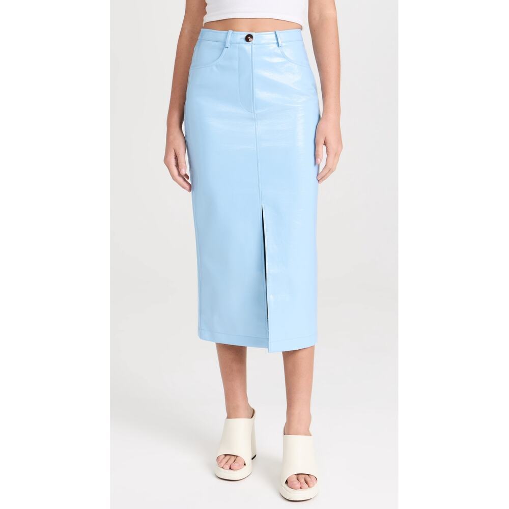 KITRI Penny Blue Vinyl Midi Skirt Cornflower Blue Size 4